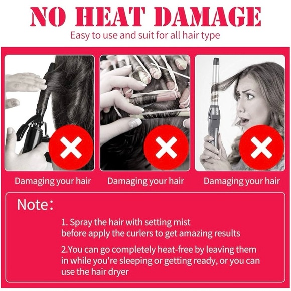 30 Pieces Heatless Waves Curlers Spiral Curls Styling No Heat HairRollers Hooks - Picture 3 of 8